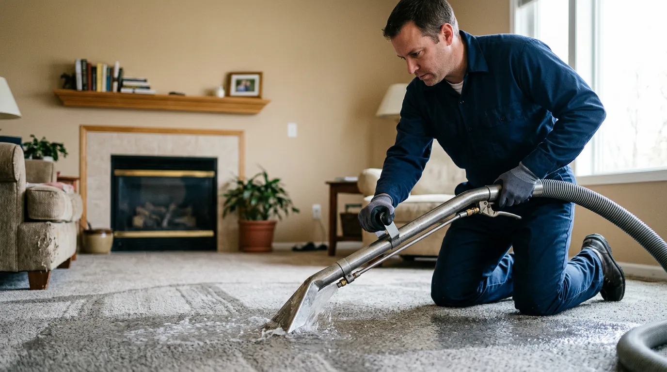 Water damage restoration technician working near Louisville, TN